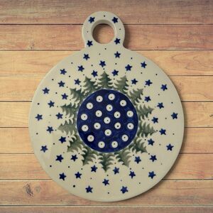 Vintage Boleslawiec Polish Pottery Christmas D-210 Cheese Board Trivet Poland